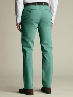 Charles Tyrwhitt Non-Iron Regular Fit Cotton Rich Trousers - view 2, Mid Green