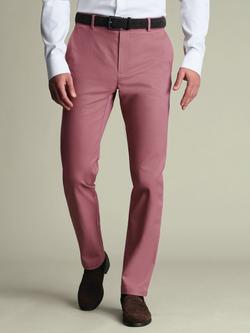 Charles Tyrwhitt Non-Iron Regular Fit Cotton Rich Trousers, Dusty Pink