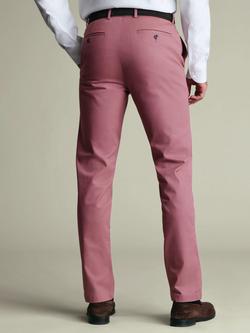 Charles Tyrwhitt Non-Iron Regular Fit Cotton Rich Trousers - view 2, Dusty Pink