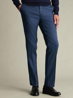 Charles Tyrwhitt Slim Fit Smart Texture Cotton Blend Trousers, Indigo Blue, Indigo Blue