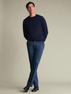 Charles Tyrwhitt Slim Fit Smart Texture Cotton Blend Trousers, Indigo Blue - view 2, Indigo Blue