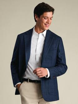 Charles Tyrwhitt Check Wool Blend Slim Fit Blazer, French Blue, French Blue