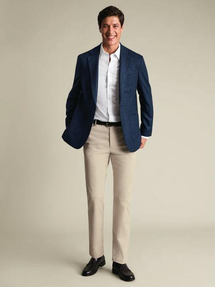 Charles Tyrwhitt Check Wool Blend Slim Fit Blazer, French Blue - view 2, French Blue