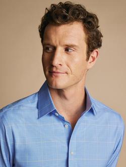 Charles Tyrwhitt Prince of Wales Check Non-Iron Cotton Twill Fit Shirt, Blue/Gold - view 2, Blue & Gold