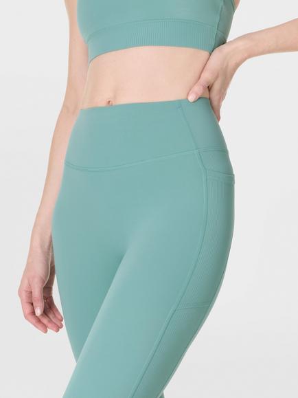 Sweaty Betty Ultimate Studio 7/8 Yoga Ribbed Leggings - view 2, Quartz Green