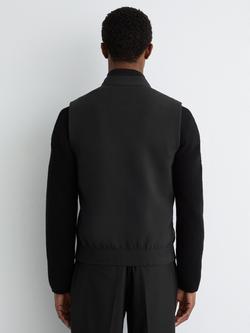Reiss Caspian Quilt & Knit Zip Through Gilet, Black - view 2, Black