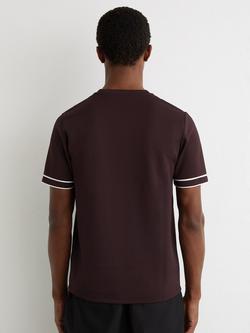 Reiss Oscar Piped Trim Textured T-Shirt - view 2, Cherry Red