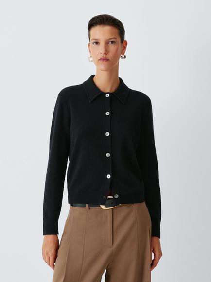 John Lewis Cashmere Collar Cardigan, Black