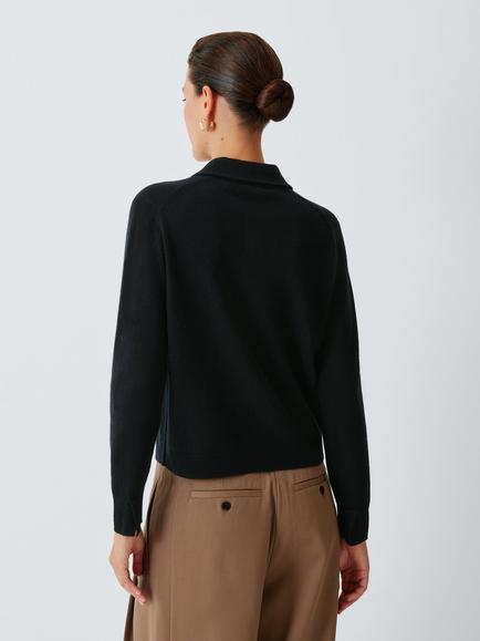 John Lewis Cashmere Collar Cardigan - view 2, Black