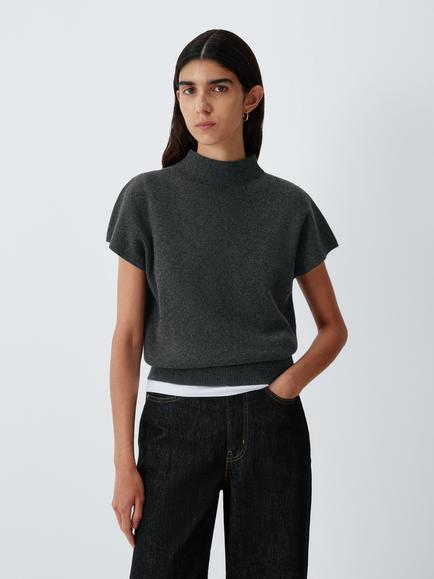 John Lewis Cashmere Rib Knit Tabard, Charcoal