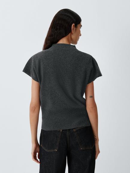 John Lewis Cashmere Rib Knit Tabard - view 2, Charcoal