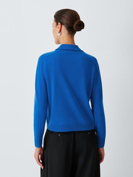 John Lewis Cashmere Collar Cardigan, Cobalt - view 2, Cobalt 78407