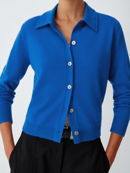 John Lewis Cashmere Collar Cardigan, Cobalt