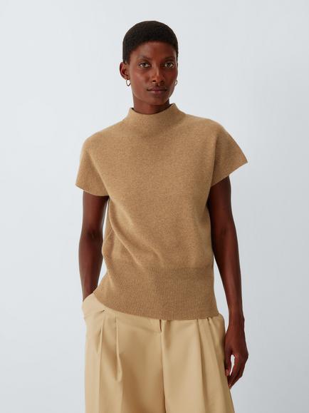 John Lewis Cashmere Rib Knit Tabard, Camel