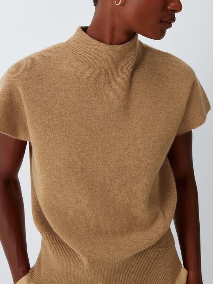 John Lewis Cashmere Rib Knit Tabard, Camel