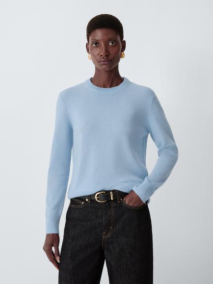 John Lewis Cashmere Crew Neck Jumper, Pale Blue, Pale Blue