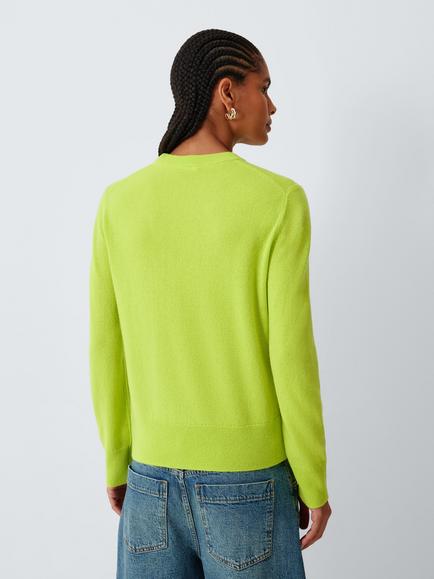 John Lewis Cashmere Crew Neck Jumper - view 2, Lime Green