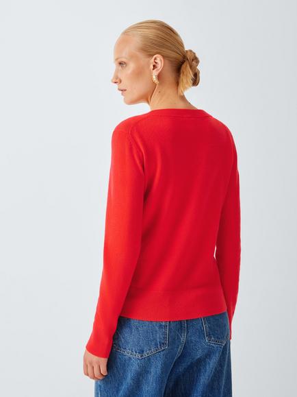 John Lewis Cashmere V-Neck Jumper - view 2, Orange