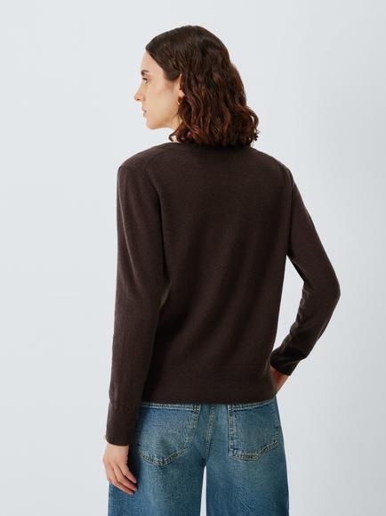 John Lewis Cashmere V-Neck Jumper - view 2, Chocolate