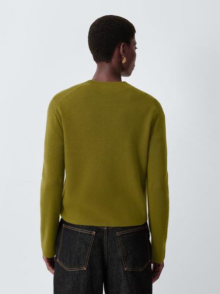John Lewis Cashmere Crew Neck Jacket Cardigan - view 2, Olive