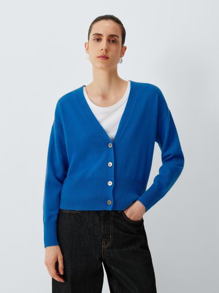 John Lewis Cashmere V-Neck Cardigan, Cobalt