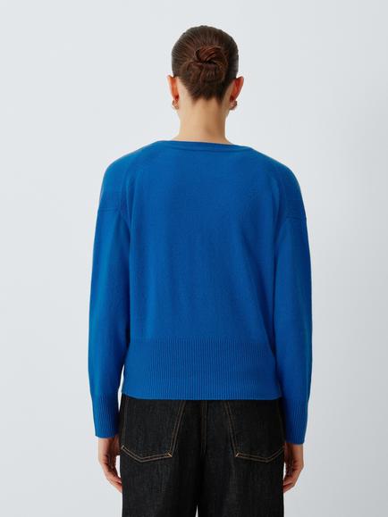 John Lewis Cashmere V-Neck Cardigan - view 2, Cobalt