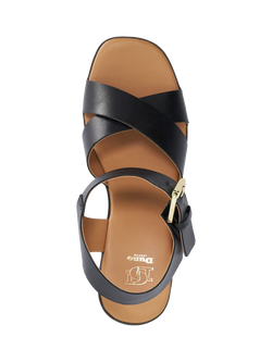 Dune London Judge Leather Cross Strap Block Heel Sandals - view 2, Black
