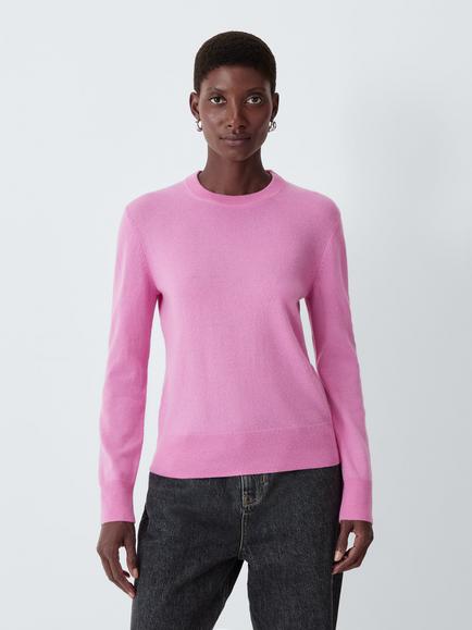 John Lewis Cashmere Crew Neck Jumper, Mid Pink
