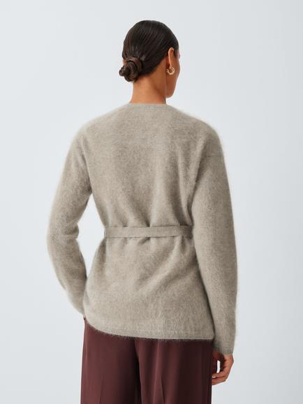 John Lewis Brushed Cashmere Edge to Edge Cardigan, Taupe Marl - view 2, Taupe Marl 21503u