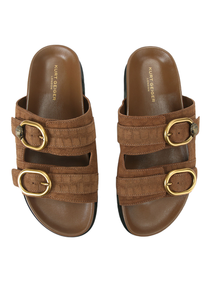 Kurt Geiger London Bancroft Suede Strappy Sandals, Brown Tan - view 2, Brown Tan