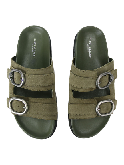 Kurt Geiger London Bancroft Suede Strappy Sandals, Green Khaki, - view 2, Green Khaki