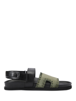 Kurt Geiger London Baker Leather Strappy Sandals, Green Dark, Green Dark