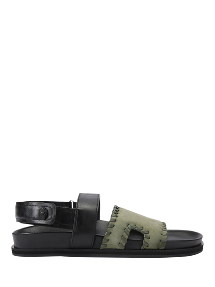 Kurt Geiger London Baker Leather Strappy Sandals, Green Dark, Green Dark