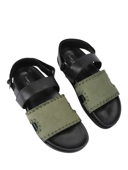 Kurt Geiger London Baker Leather Strappy Sandals, Green Dark - view 2, Green Dark