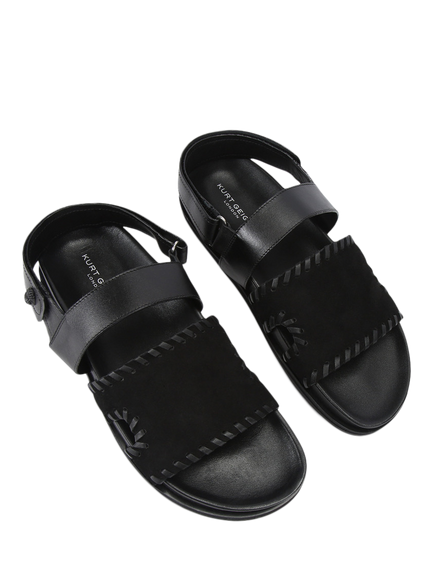 Kurt Geiger London Baker Leather Strappy Sandals, Black - view 2, Black