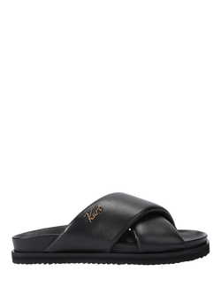 Kurt Geiger London Baron Pumped Leather Slider Sandals, Black, Black