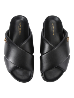 Kurt Geiger London Baron Pumped Leather Slider Sandals, Black - view 2, Black