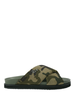 Kurt Geiger London Baron Pumped Suede Slider Sandals, Green Khaki, Green Khaki