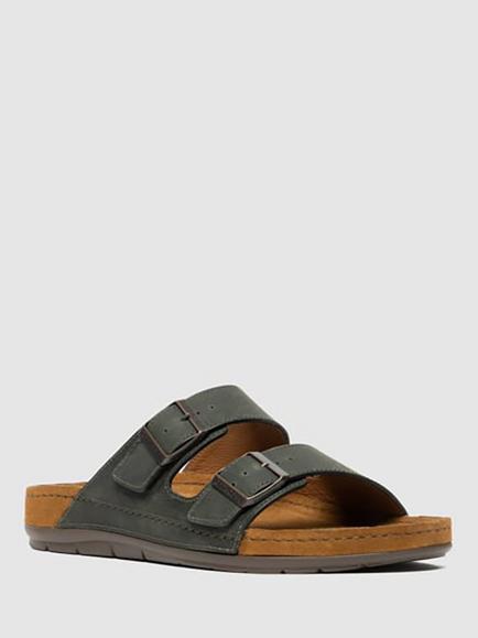 Rodd & Gunn Raglan Leather Slider Sandals, Olive - view 2, Olive
