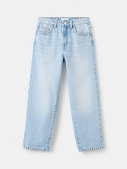 Mango Kids' Denim Dad Jeans, Sky Blue - view 2, Sky Blue