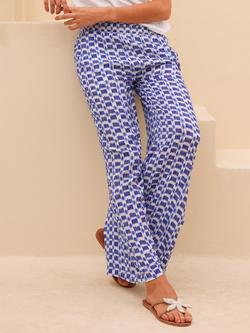 Aspiga Orion Geometric Crinkle Trousers, White/Blue - view 2, White/Blue