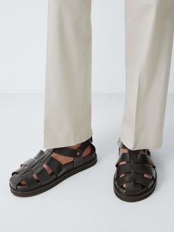 John Lewis Pembrey Leather Fisherman Sandals, Dark Brown - view 2, Dark Brown