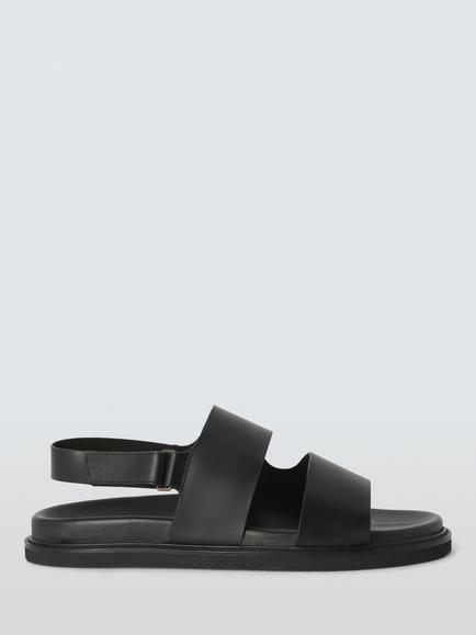 John Lewis Portree Leather Gladiator Sandals, Black, Black