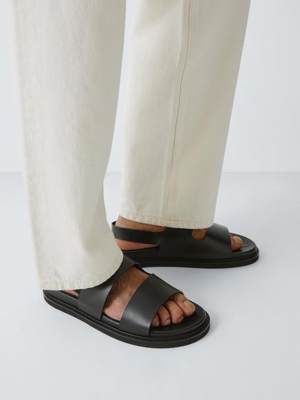 John Lewis Portree Leather Gladiator Sandals, Black - view 2, Black