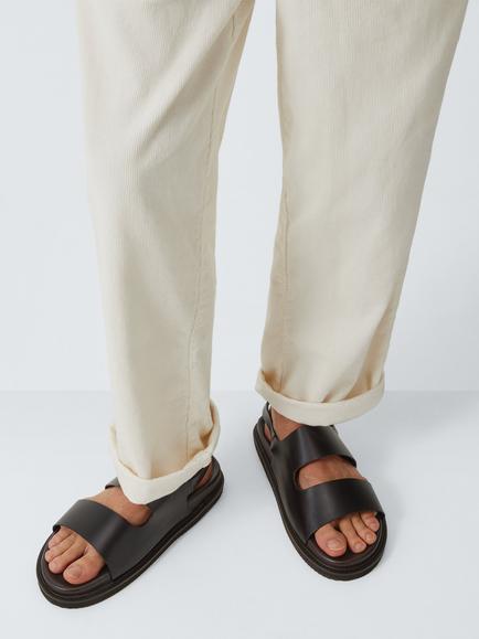 John Lewis Portree Leather Sandals, Dark Brown - view 2, Dark Brown
