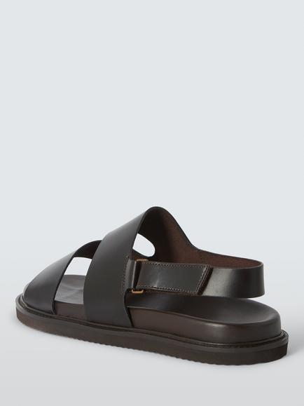John Lewis Portree Leather Sandals, Dark Brown - view 2, Dark Brown