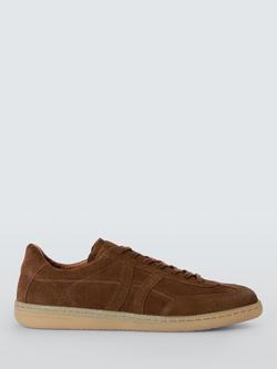 John Lewis Tadworth Leather Lace Up Trainers, Cognac, Cognac