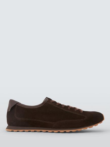 John Lewis Talbot Suede Trainers, Chocolate, Chocolate