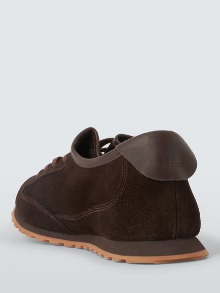 John Lewis Talbot Suede Trainers, Chocolate - view 2, Chocolate