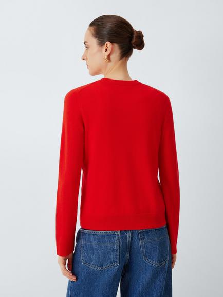 John Lewis Cashmere Crew Neck Cardigan - view 2, Orange